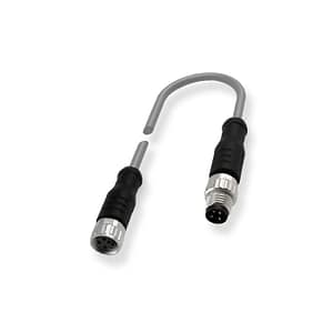 63D423 M8 4Pin female straight/male straight, Double end molding PVC non flexible cable, Grey sheath