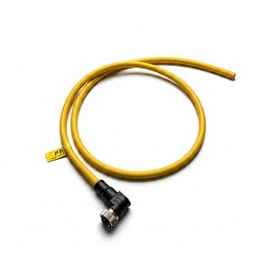 64LS43 Female 90°,L-coded,Single end pre cast PVC non flexible cable,Yellow sheathed